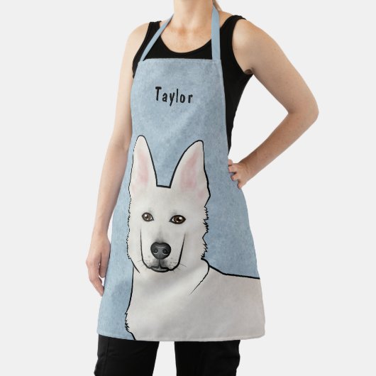 Wit Zwitsers Herder Wit GSD Schattige Hondenkop Bl Schort (Insitu)