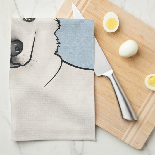 Wit Zwitsers Herder Wit GSD Schattige Hondenkop Bl Theedoek (Quarter Fold)