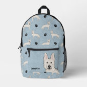 Wit Zwitsers Herder Wit GSD Schattige Hondenpatroo Bedrukte Rugzak (Voorkant)