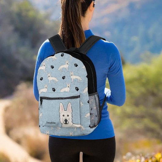 Wit Zwitsers Herder Wit GSD Schattige Hondenpatroo Bedrukte Rugzak