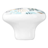 Witblauw goud botanisch foliepatroon keramische knop (Zijkant)