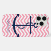 Witblauwe en roze Zigzag Pattern Anchor iPhone Hoesje (Achterkant horizontaal)