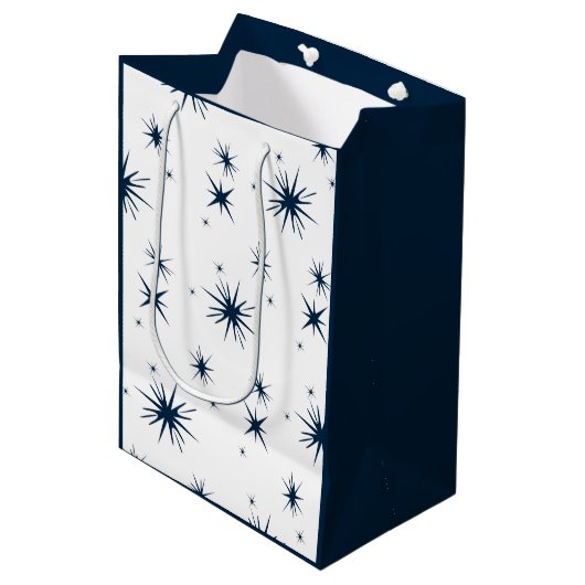 Witblauwe kerststaar medium cadeauzakje (Voorkant Gekanteld)