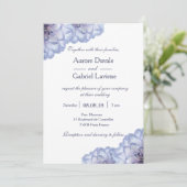 Witblauwe lila bloemen bruiloft kaart (Staand voorkant)