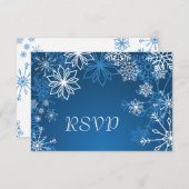 Witblauwe sneeuwvlokken winterbruiloft RSVP (Voorkant / Achterkant)