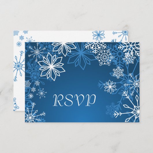 Witblauwe sneeuwvlokken winterbruiloft RSVP (Voorkant / Achterkant)