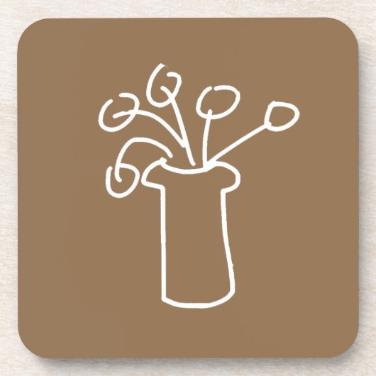 Witbloem moderne, eenvoudige overzichtskunst bier onderzetter (Voorkant)