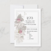 Witbloemflorale bruiloft RSVP kaartje (Voorkant)
