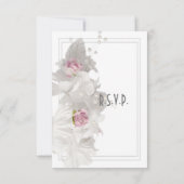 Witbloemflorale bruiloft RSVP kaartje (Achterkant)