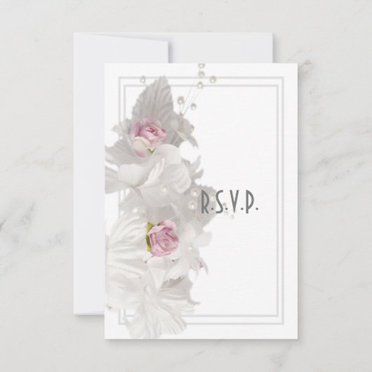 Witbloemflorale bruiloft RSVP kaartje (Achterkant)