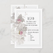 Witbloemflorale bruiloft RSVP kaartje (Voorkant / Achterkant)