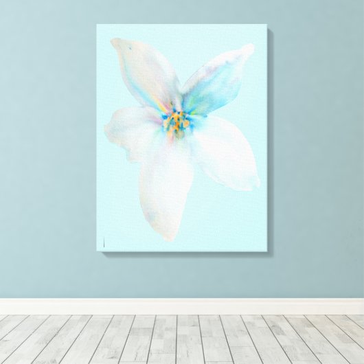 Witbloempastel voor waterverf canvas afdruk (Insitu (Houten vloer))