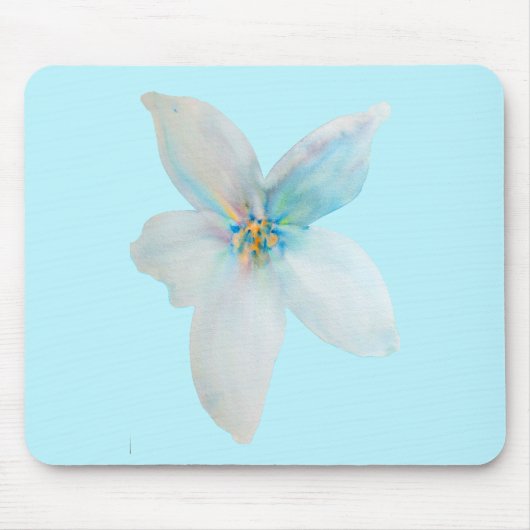 Witbloempastel voor waterverf muismat (Voorkant)