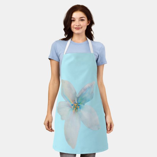 Witbloempastel voor waterverf schort (Gedragen)