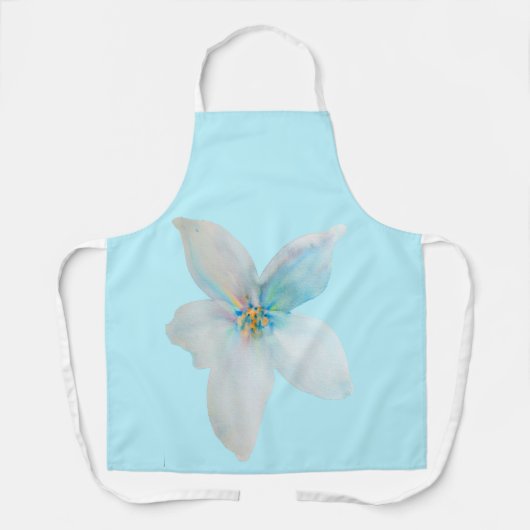 Witbloempastel voor waterverf schort (Voorkant)