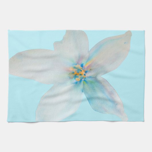 Witbloempastel voor waterverf theedoek (Horizontaal)