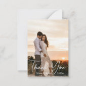 witboek bruiloft 2 foto ' s bedankt notitiekaartje (Voorkant)