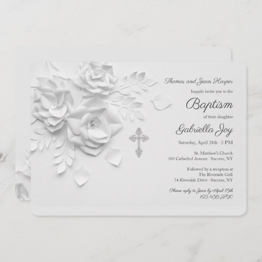 Witboek Rozen Religieus Kaart (Voorkant / Achterkant)