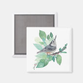 Witborstboomklever Vogel Kunst Magneet (Voorkant / Achterkant)