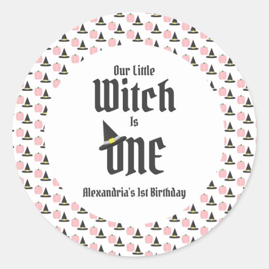 Witch 1st Birthday Ronde Sticker (Voorkant)