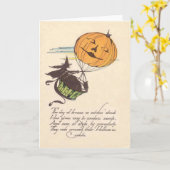 Witch Air Balloon Jack O Lantern Pumpkin Kaart (Gele Bloem)