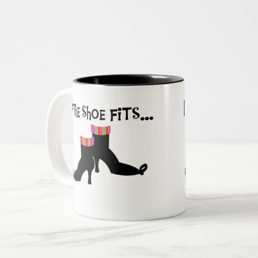 Witch als de schoen past tweekleurige koffiemok (Voorkant links)