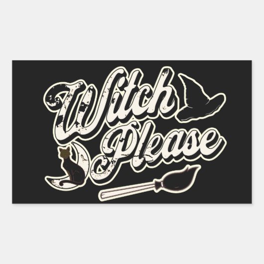 Witch Alsjeblieft | Halloween Rechthoekige Sticker (Voorkant)
