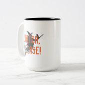 Witch, alsjeblieft! tweekleurige koffiemok (Voorkant links)