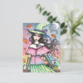 Witch and 3 Cats Briefkaart beroemd gemaakt door M (Staand voorkant)