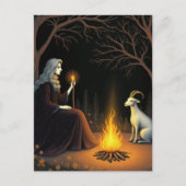Witch and Goat at a Bonfire Briefkaart (Voorkant)