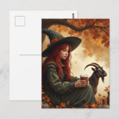 Witch and Pet Goat in Autumn Briefkaart (Voorkant / Achterkant)