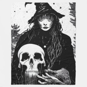 Witch and Skull Fleece Blanket, groot
