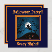 Witch and Spider op de uitnodiging voor Halloween (Voorkant / Achterkant)