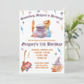 Witch and Wizard, Magical Brewing Birthday Party Kaart (Staand voorkant)