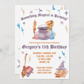 Witch and Wizard, Magical Brewing Birthday Party Kaart (Voorkant / Achterkant)