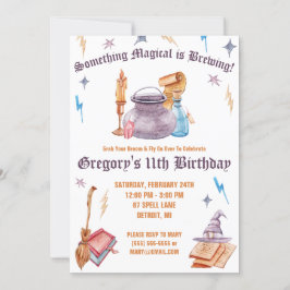Witch and Wizard, Magical Brewing Birthday Party Kaart