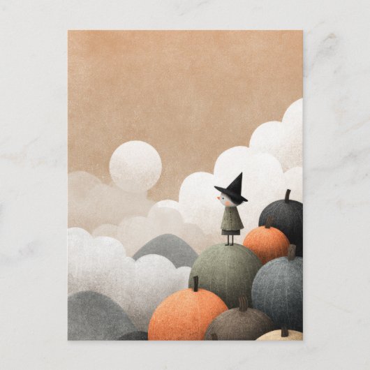 Witch Art Spooky Schattigee minimalistische Hallow Briefkaart (Voorkant)
