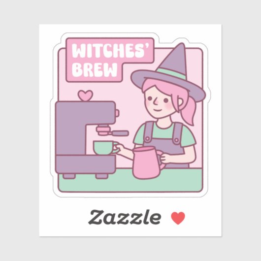 Witch Barista Witches Brouwen Koffie Grappig Sticker (Vel)