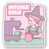Witch Barista Witches Brouwen Koffie Grappig Sticker (Voorkant)