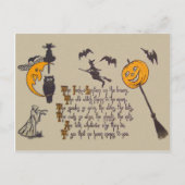 Witch Bat Uil Black Cat Jack O' Lantern Briefkaart (Voorkant)