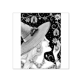 WITCH & BAT VINES HALLOWEEN RUBBER STEMPEL