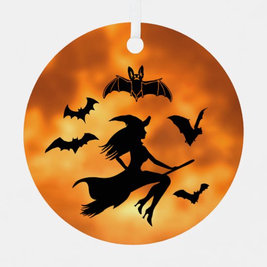 Witch Bats Moon Metalen Ornament (Voorkant)
