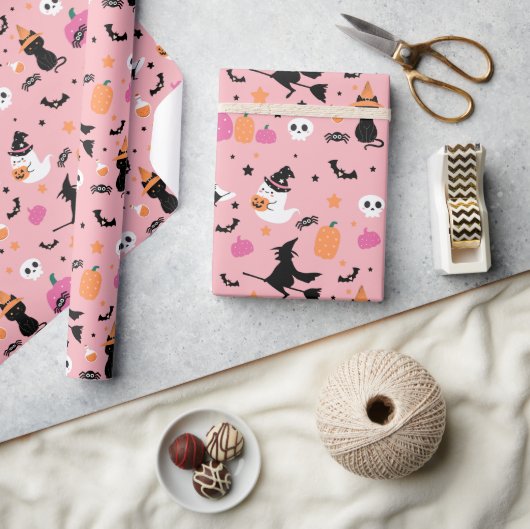 Witch Bats Spinnen Geest Pompoen Halloween Patroon Cadeaupapier (Crafts)