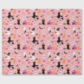 Witch Bats Spinnen Geest Pompoen Halloween Patroon Cadeaupapier (Vlak)