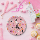 Witch Bats Spinnen Geest Pompoen Halloween Patroon Papieren Bordje (Feest)