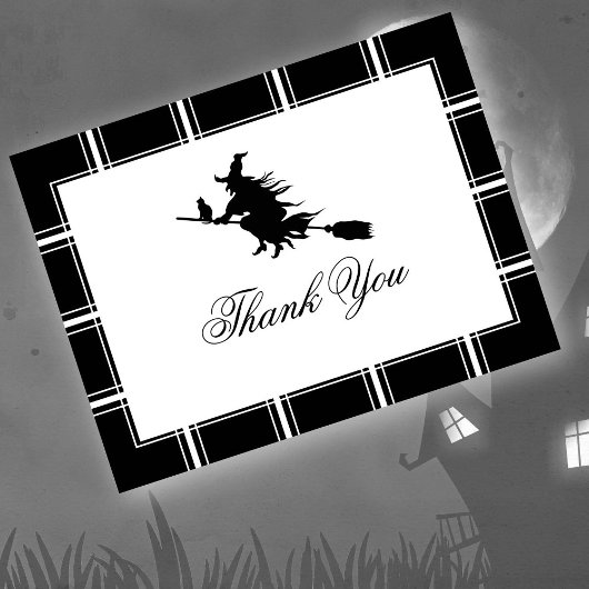 Witch bedankt Halloween Black Briefkaart