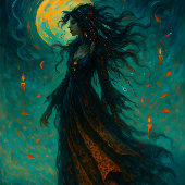 Witch Beneath the Moon – Gothic Decoupage Paper Tissuepapier