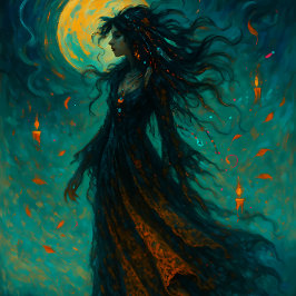 Witch Beneath the Moon – Gothic Decoupage Paper Tissuepapier