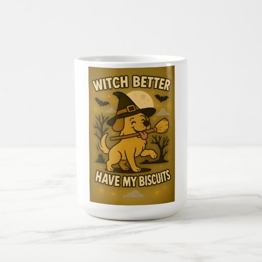 Witch Better Have My Biscuits Halloween Dog Design Magische Mok (Midden)