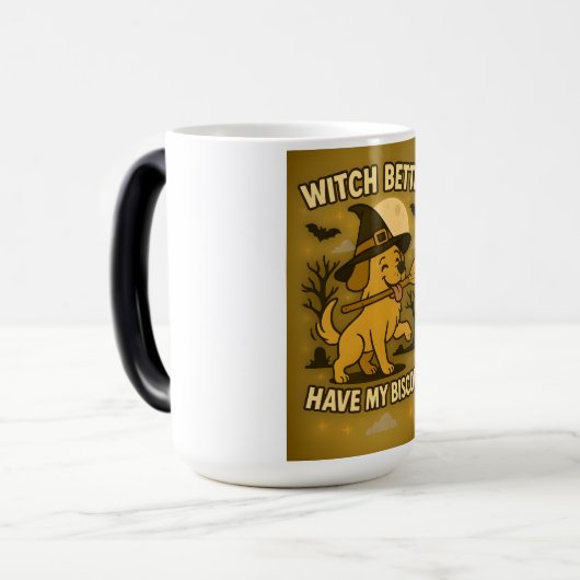 Witch Better Have My Biscuits Halloween Dog Design Magische Mok (Voorkant links)